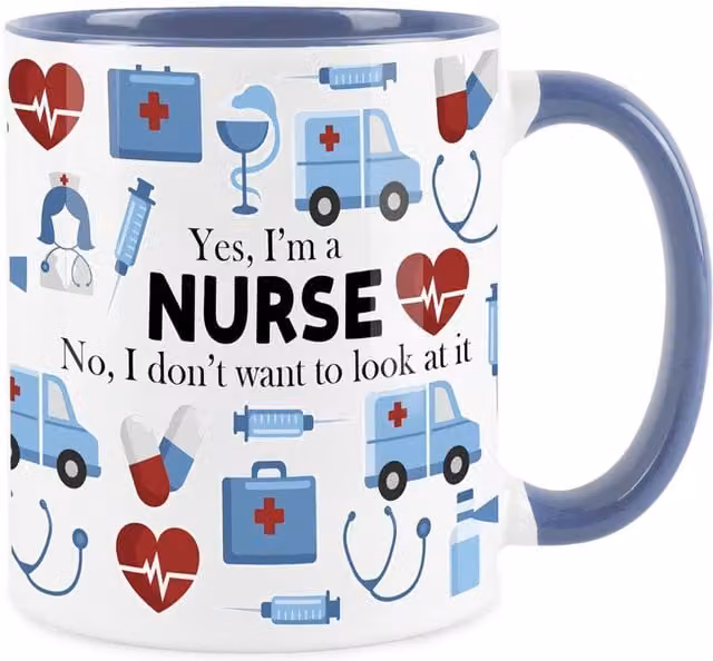 Purely Home Novelty Nurse Ceramic Mug in Cambridge Blue