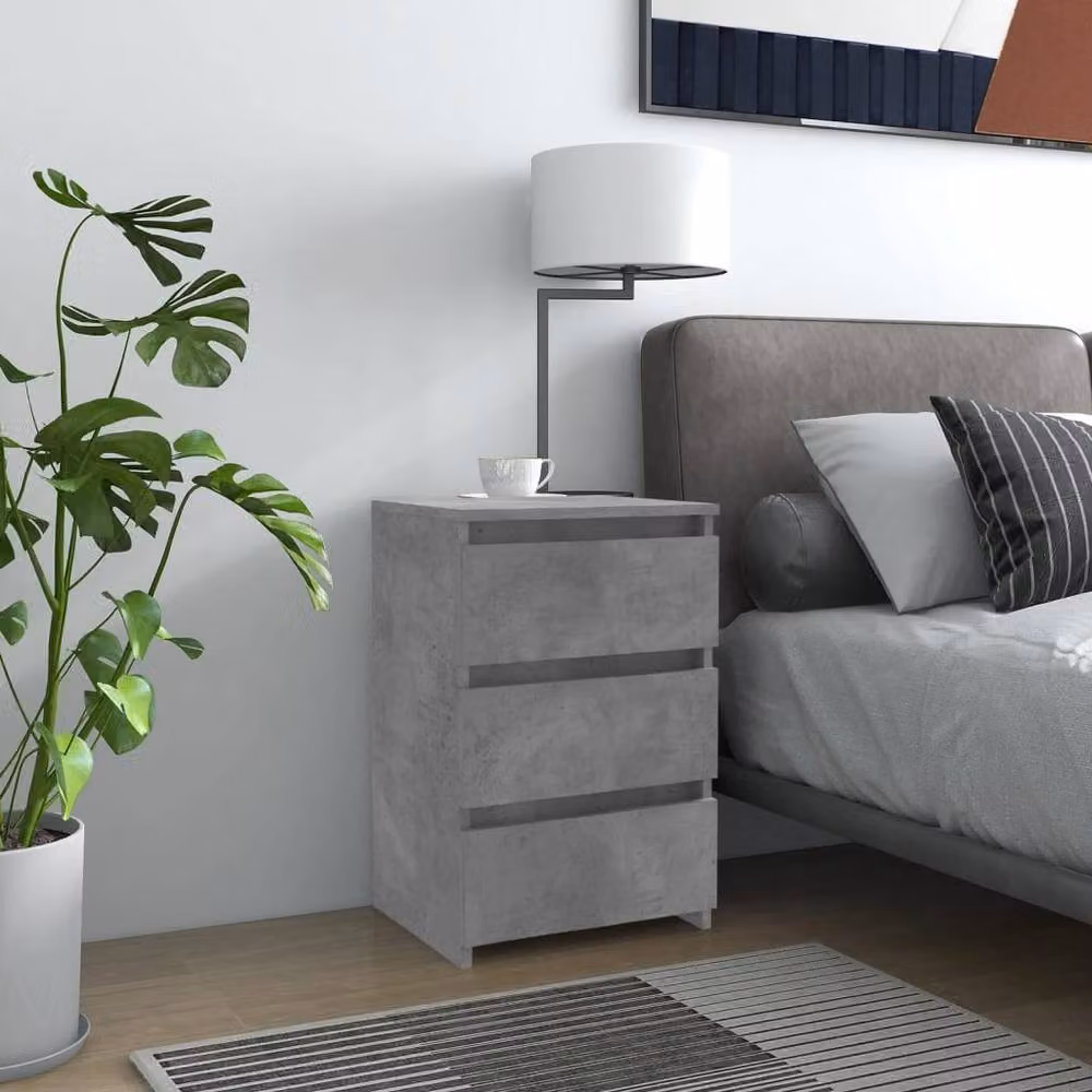 Berkfield Home Bedside Cabinet in Concrete Grey, W/D/H: 40 x 35 x 62.5 cm – 2