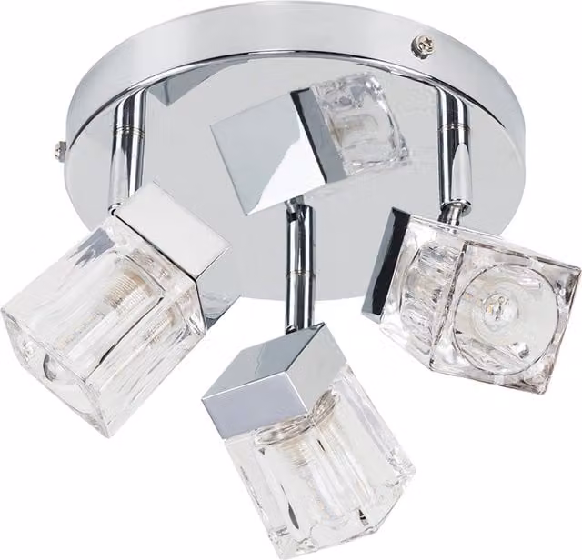 Ritz Ice Cube IP44 Rated 3 Way Bathroom Ceiling Spotlight with LED Bulbs in Silver