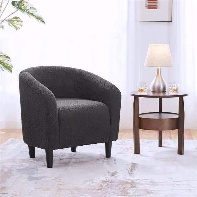 Yaheetech Modern Red Boucle Fabric Upholstered Tub Armchair