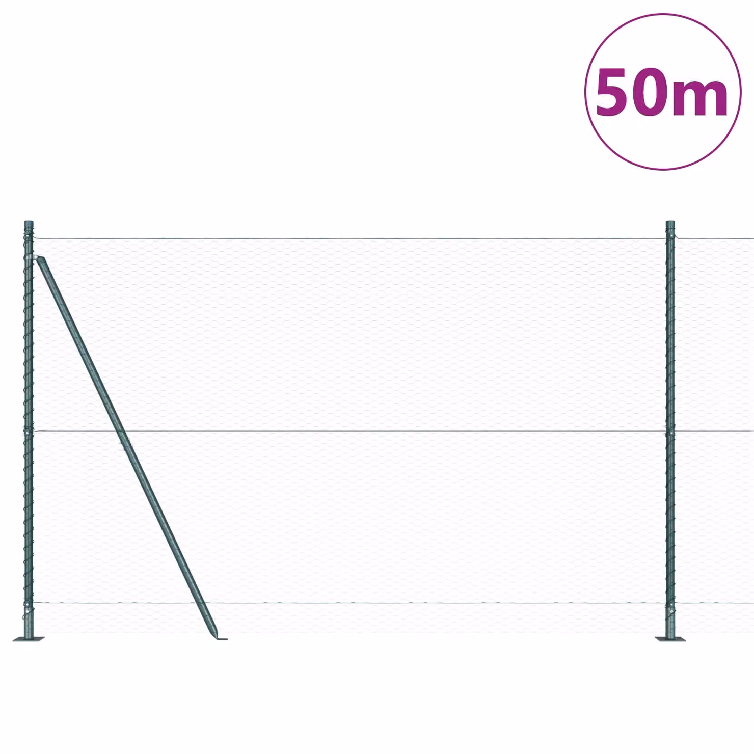 Berkfield Home Green Powder-Coated Steel Hexagon Fence, H: 140 cm x L: 50 m – 2