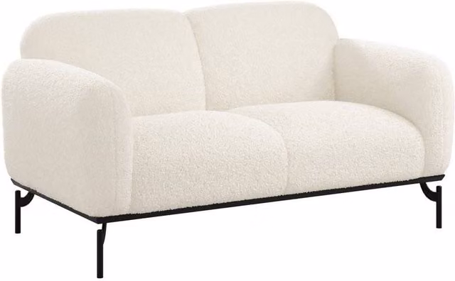 Lemon Pavilion Furniture LPD Larsa 2 Seater Indoor Sofa in Beige and Black Sherpa Boucle Fabric with Metal Frame, W/D/H: 145 x 78 x 75.5 cm – 2