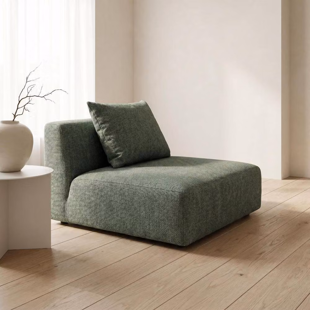 Abakus Direct Tokyo Single Seat Armchair in Green Brushed Tweed Fabric – 3