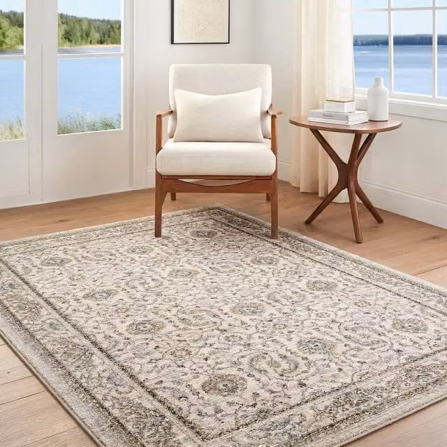 Livabliss Arda Vintage Brown and Grey Boho Fringe Living Room Rug, W: 150 cm, L: 230 cm