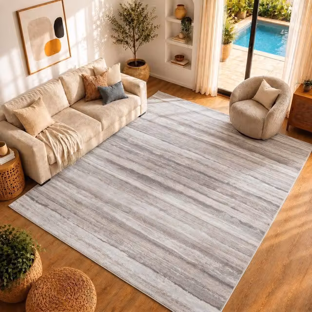 Livabliss Roma Modern Abstract Rug in Grey, Brown and Multicolour, W: 160 cm, D: 215 cm