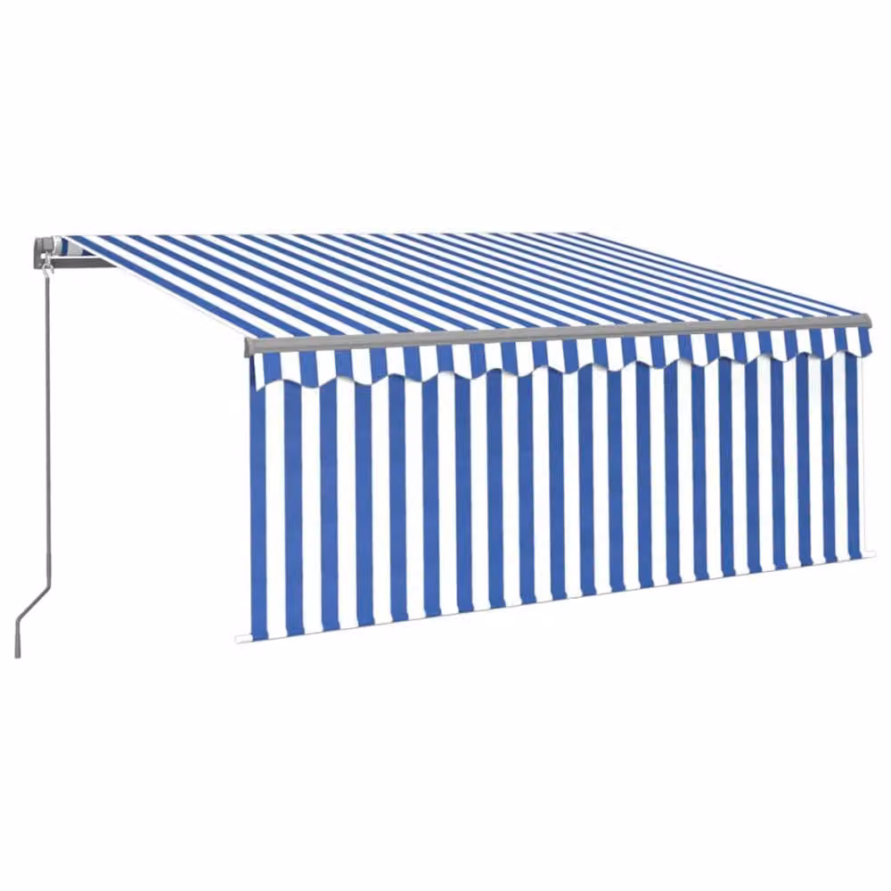 Berkfield Home Manual Retractable Awning with Blind, Blue and White Striped, W: 300 cm, D: 250 cm – 2