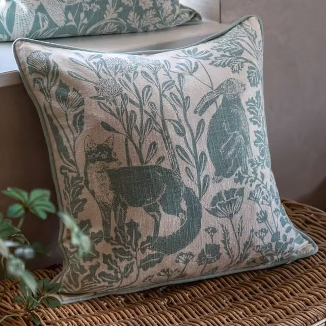 Terrys Animals Graphic Square Cotton Filled Cushion, Blue and Green, W/D/H: 45 x 45 x 45 cm