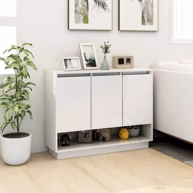 Berkfield Home White Modern Sideboard in Matt Engineered Wood W/D/H: 97 x 31 x 75 cm