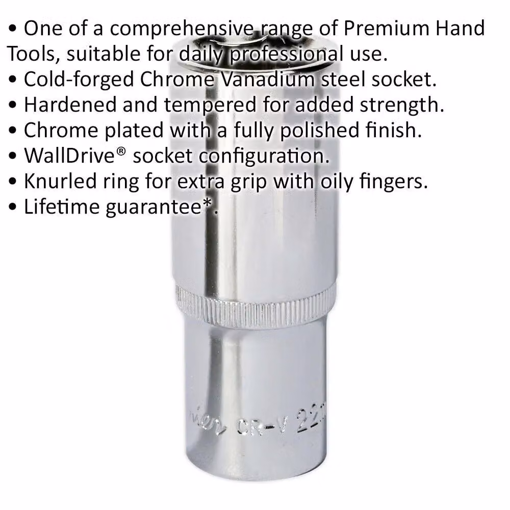 Loops 22mm Deep Drive Socket 1/2 inch Square Drive Forged Steel in Silver Chrome Vanadium – 2