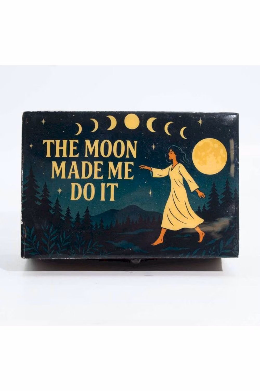 KDMD The Moon Made Me Do It Enamelled Mango Wood Box with Lid in Brown – 2