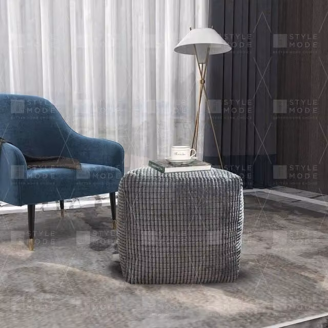 EONLION Charcoal Beanbag Ottoman Footstool in Grey, Diameter: 100 cm