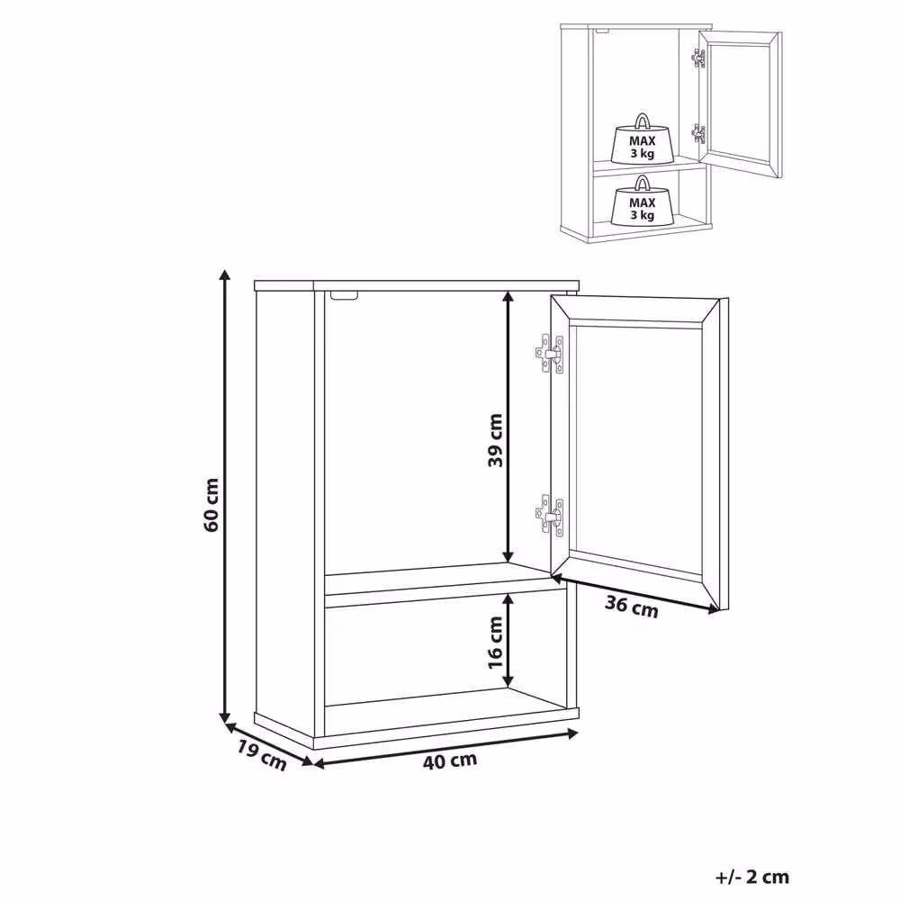 Wyld and Coco Brown Wall Mounted Cabinet with Rattan MDF Doors, W/D/H: 40 x 19 x 60 cm – 2