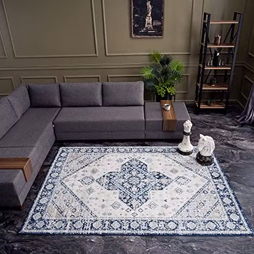 THE RUGS Oriental Boho Area Rug in Blue, Beige and Brown, W: 80 cm, L: 150 cm – 7