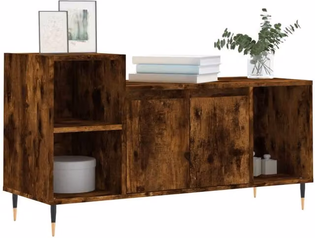 Berkfield Home TV Cabinet in Smoked Oak Brown, W/D/H: 100 x 35 x 55 cm – 1