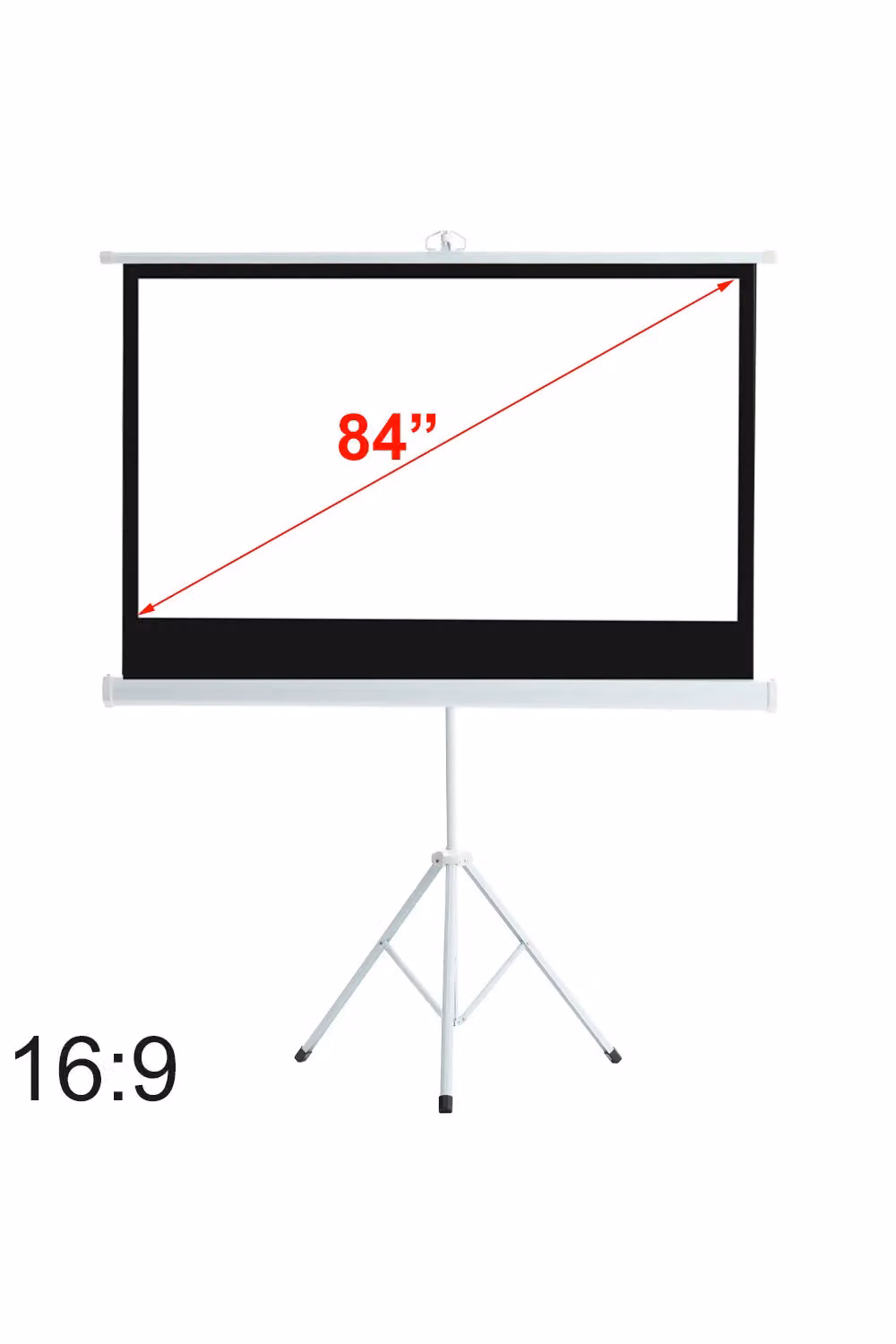 Living and Home 84 inch Manual Tripod Projector Movie Screen, 16:9 Aspect Ratio, White – 2