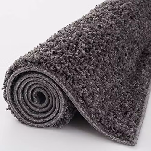 THE RUGS Plain Soft High Pile Shaggy Rug in Grey, W/D: 140 x 200 cm – 4