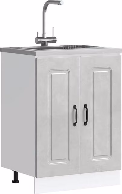 Berkfield Home Kalmar Sink Base Cabinet, Concrete Grey, W/D/H: 60 x 46 x 81.5 cm