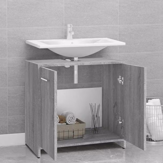 Berkfield Home Modern Grey Bathroom Cabinet W/D/H: 60 x 33 x 60 cm – 1