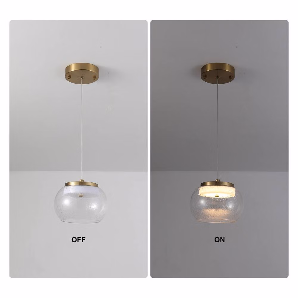 NIVOR Modern LED Glass Sphere Pendant Light in Gold with Warm White Adjustable Lighting – 3