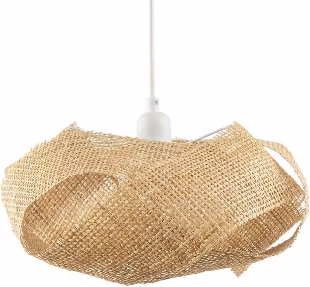 Happy Homewares Modern Round Woven Rattan and Bamboo Pendant Lighting Shade in Brown – 1