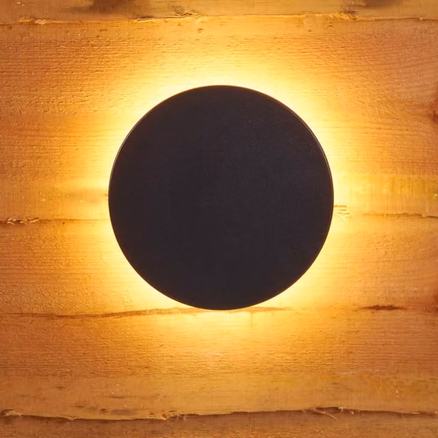 Biard Eclipse Effect LED Round Wall Light in Black Aluminium