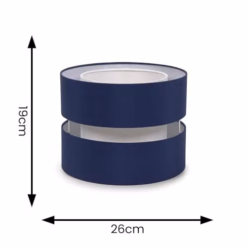 ValueLights Sophia Small 2 Tier Drum Ceiling Light Lamp Shade in Blue with LED Bulb, Shade Width: 26 cm – 5
