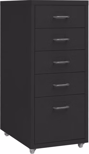 Berkfield Home Mobile Metal File Cabinet in Black, W/D/H: 28 x 41 x 69 cm