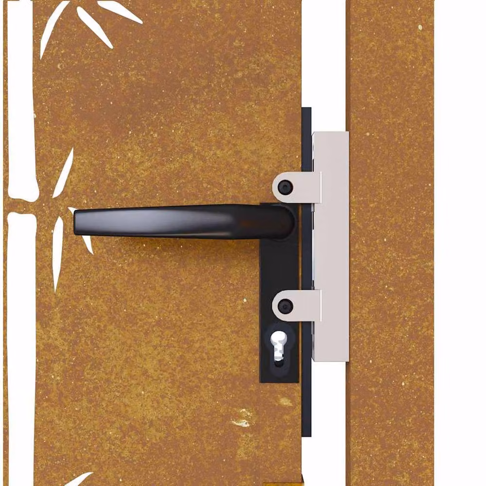 Berkfield Home Beautiful Garden Gate in Brown Corten Steel with Bamboo Design, W: 105 cm, H: 80 cm – 4