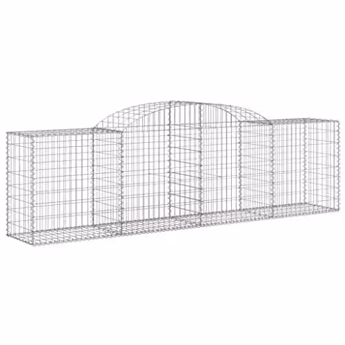 vidaXL Arched Gabion Baskets, 11 Pieces, Galvanised Steel, Silver, W: 300 cm, D: 50 cm, H: 80/100 cm