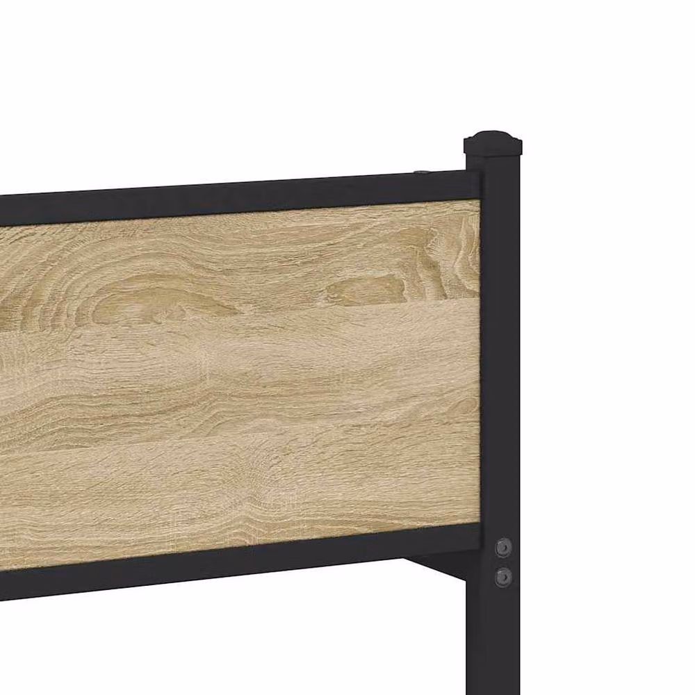 Berkfield Home Metal and Wood Bed Frame in Sonoma Oak, Brown, W/D/H: 180 x 200 cm – 5