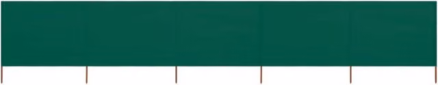 Berkfield Home 5-Panel Fabric Wind Screen Paravent, Green, W: 600 cm, H: 160 cm – 1