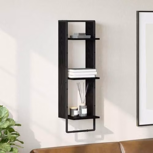 vidaXL Wall-Mounted Minimalist Shelf in Black Oak, W/D/H: 100 x 30 x 25 cm – 2