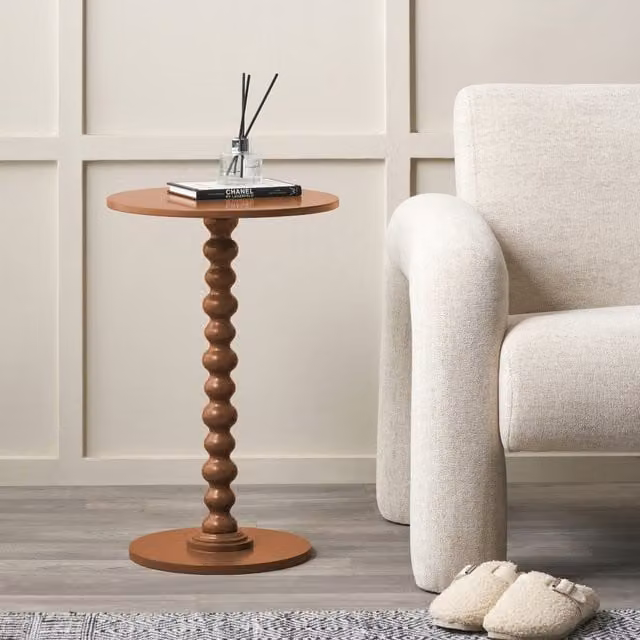 Pacific Lifestyle Margot Wood Bobble Side Table in Orange Terracotta