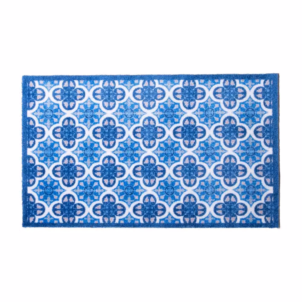 Artsy Mats Blue Mosaic Tile Washable Non-Slip Indoor Doormat, W: 60 cm, L: 150 cm – 3