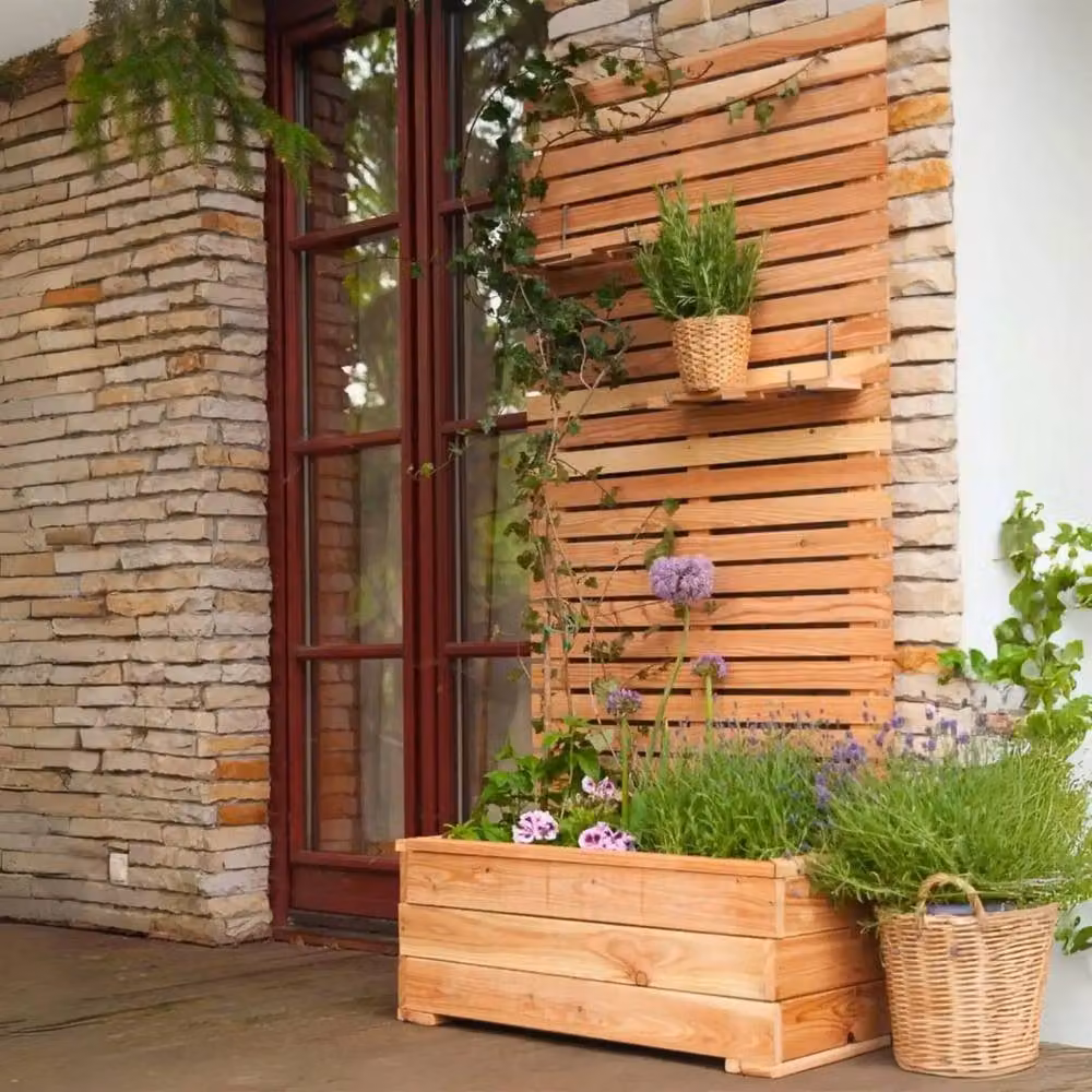 Jagram Garden Buildings Larch Wood Garden Planter with Trellis, Brown, W: 89 cm, D: 43 cm, H: 173 cm – 2