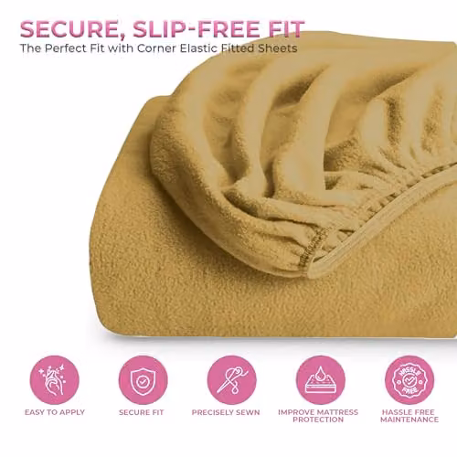 Snug City Yellow Teddy Fleece Extra Deep Fitted Sheet, Single, W/D/H: 90 x 200 x 30 cm – 4