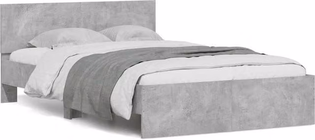Berkfield Home Modern Double Bed Frame with Headboard, LED Under-Bed Lighting and USB Charging Port, Concrete Grey, W: 135 cm, L: 190 cm