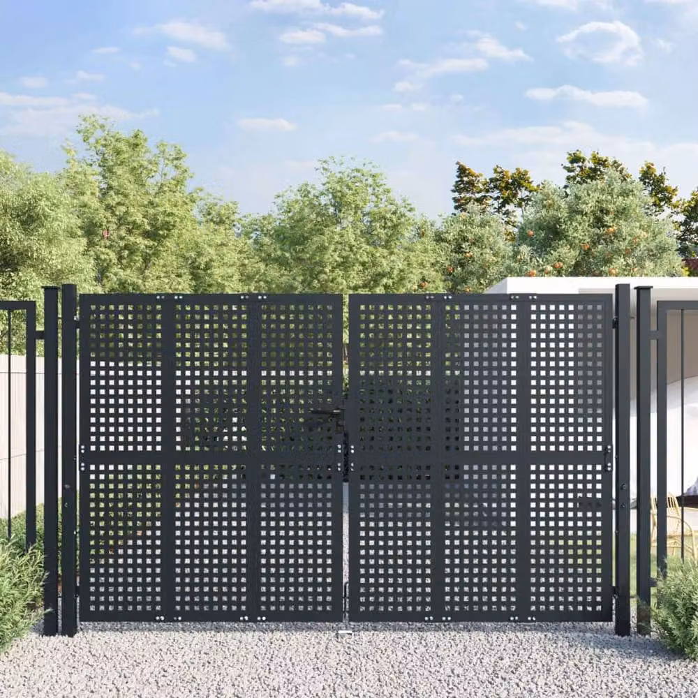 Berkfield Home Steel Wire Mesh Garden Gate in Anthracite Grey, W: 300 cm, H: 225 cm – 2