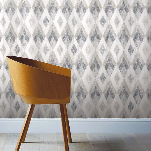 Arthouse Scandi Diamond Textured Geometric Wallpaper in Silver