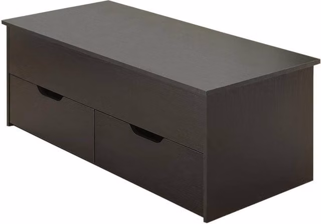FORGEVIO Modern Black Wooden Coffee Table with Lift-Up Top and Storage Drawers – 1