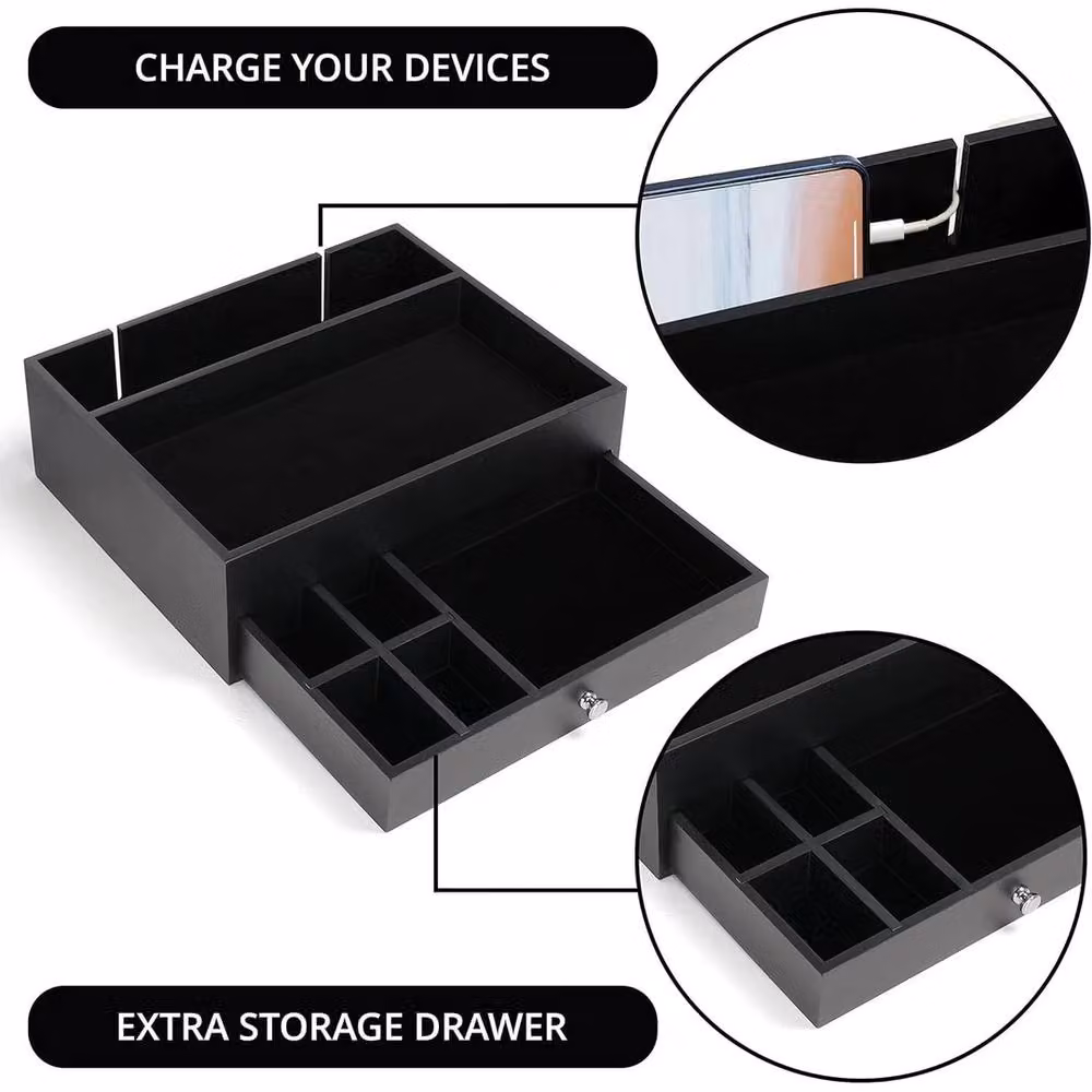 Havendro Black Solid Wood Dresser with Organiser Tray and Drawer – 3