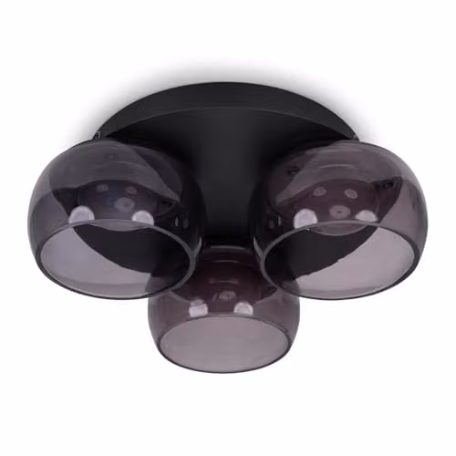 ValueLights Alissa IP44 Rated Black 3 Way Integrated LED Flush Ceiling Light with Glass Shades