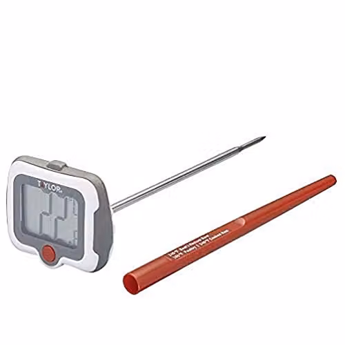 Taylor Pro Digital Pivoting Step Stem Meat Thermometer in Red and Silver – 1