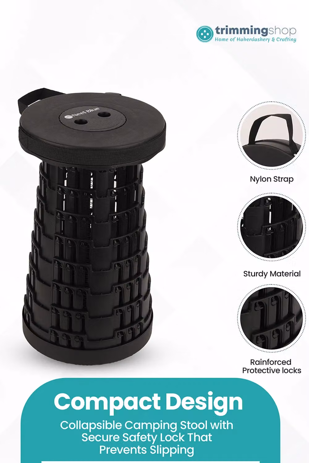 Neel Blue Black Foldable Telescopic Stool, Portable Collapsible Camping Stool – 2