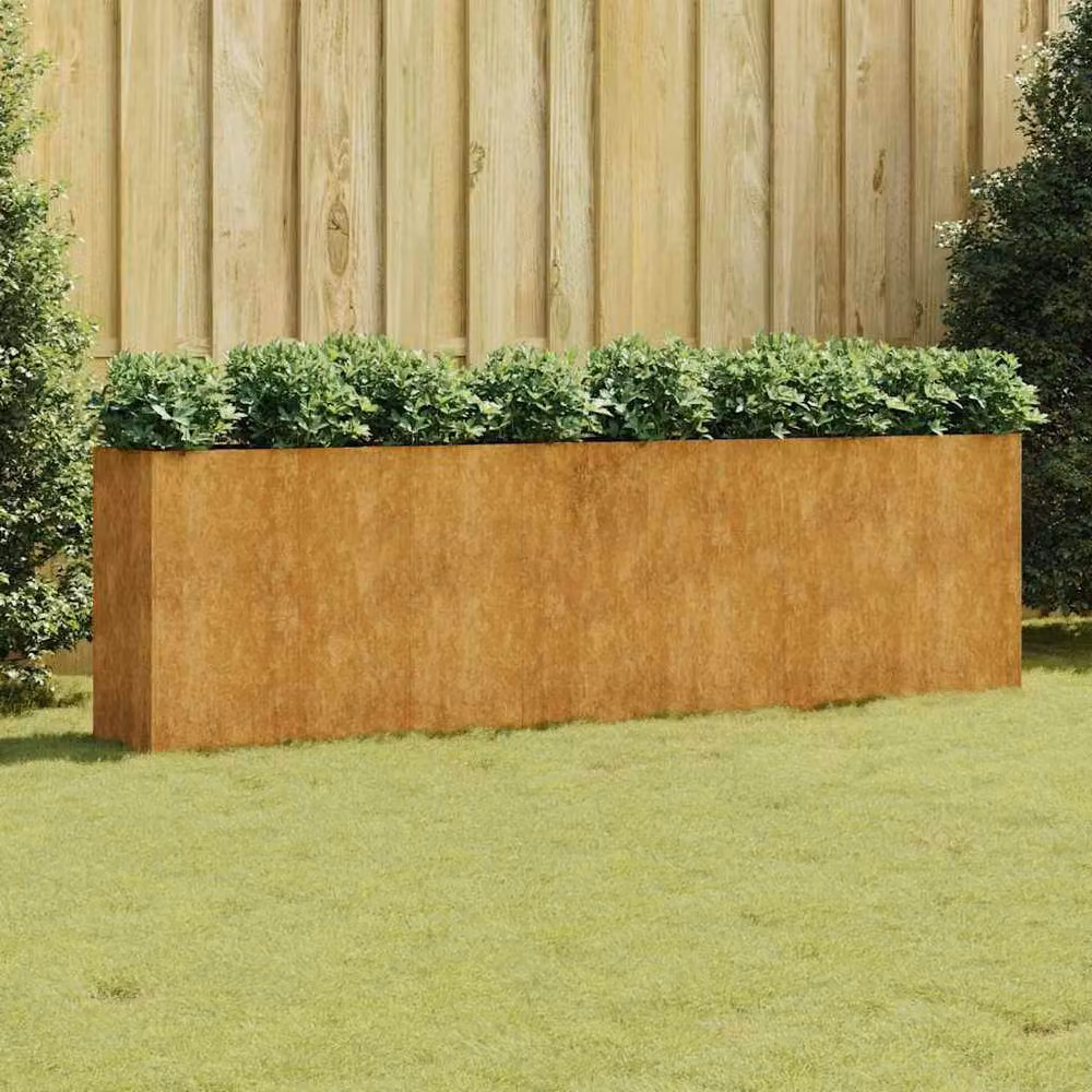 Berkfield Home Garden Corten Steel Raised Bed in Brown, W: 280 cm, D: 40 cm, H: 80 cm – 1