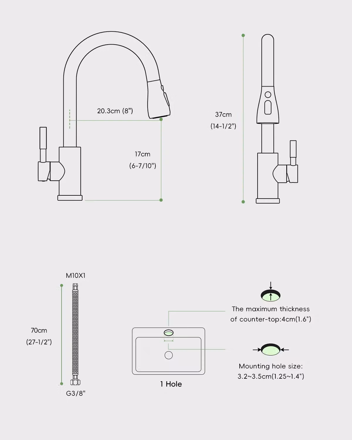 Appaso Matt Black Kitchen Tap with Pull Out Spout and Spray Function – 5