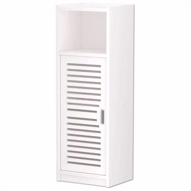 KORVIXA White Modern Bathroom Floor Cabinet with Internal Shelves and Open Storage, W: 70 cm, H: 75 cm