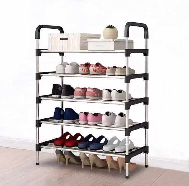 KORVIXA Black Metal 5-Tier Shoe Rack Display Stand – 1