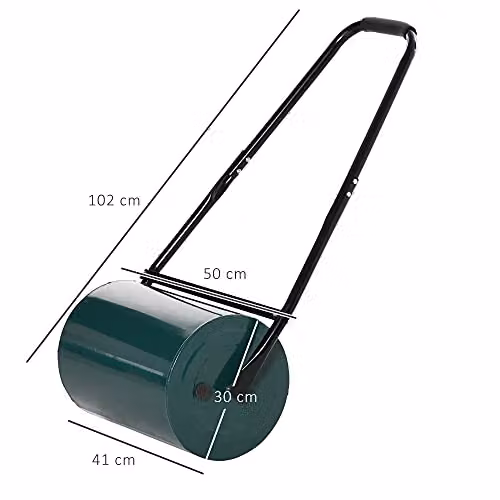 Outsunny Heavy Duty Metal Garden Lawn Roller with Water or Sand Filled Drum, Green – 5