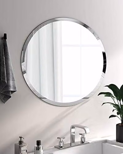 DEENZ Round LED Wall Mounted Mirror in Beige, W/D: 40 x 40 cm – 8